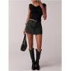 image:imageMakeMeChic Womens Jean Denim Skirt Shorts Y2k Mini Skirt Denim Skorts StreetwearBlack