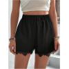 image:imageMakeMeChic Womens Lace Shorts Contrast Elastic High Waist Wide Leg ShortsBlack