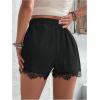 image:imageMakeMeChic Womens Lace Shorts Contrast Elastic High Waist Wide Leg ShortsBlack