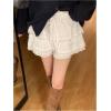 image:imageMakeMeChic Womens Lace Trim Shorts Layered Ruffle Trim Bloomers Shorts Cute Lolita Pumpkin Pants Pettipants StreetwearWhite
