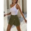 image:imageMakeMeChic Womens Linen Wide Leg Mini Shorts Split Hem High Waist Zip Summer SkortsGreen