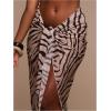 image:imageMakeMeChic Womens Mesh Swimsuit Coverups Zebra Striped Tie Knot Sarong Wrap Beach SkirtMulticolor