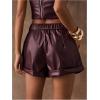 image:imageMakeMeChic Womens PU Leather Shorts High Waisted Pleated Wide Leg Dressy ShortsBurgundy