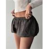 image:imageMakeMeChic Womens Plaid Bubble Shorts Blommer Low Waist Puffy Cute Balloon Shorts SkortsBrown