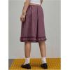 image:imageMakeMeChic Womens Plaid Wide Leg Bermuda Shorts Elastic Waist Drawstring Ruffle ShortsMulticolor