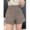 image:imageMakeMeChic Womens Plaid Wide Leg Short Zipper Back Button Front Y2K ShortsBrown