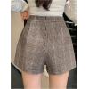 image:imageMakeMeChic Womens Plaid Wide Leg Short Zipper Back Button Front Y2K ShortsBrown