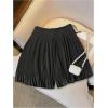image:imageMakeMeChic Womens Pleated Ruffle Shorts Summer Wide Leg Flowy Dressy ShortsBlack