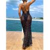 image:imageMakeMeChic Womens Polka Dots Mesh Sheer Maxi Beach Dress Draped Spaghetti Strap Bikini Cover UpBlack and White
