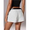 image:imageMakeMeChic Womens Polka Dots Mini Shorts Casual Low Waisted Wide Leg Shorts with PocketsBlack and White