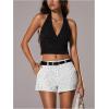 image:imageMakeMeChic Womens Polka Dots Mini Shorts Casual Low Waisted Wide Leg Shorts with PocketsBlack and White
