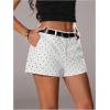 image:imageMakeMeChic Womens Polka Dots Mini Shorts Casual Low Waisted Wide Leg Shorts with PocketsBlack and White