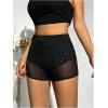 image:imageMakeMeChic Womens Rhinestone Micro Shorts Contrast Mesh Elastic Waisted Party Mini ShortsBlack