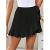 image:imageMakeMeChic Womens Ruffle Tiered Skorts Bow Knot Wrap Flared Hem Polka Dots Plain Summer ShortsBlack