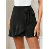image:imageMakeMeChic Womens Ruffle Tiered Skorts Bow Knot Wrap Flared Hem Polka Dots Plain Summer ShortsBlack