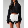 image:imageMakeMeChic Womens Satin Silk Lace Micro Shorts High Rise Knickers Half Slip Pjs BottomBlack and White