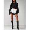 image:imageMakeMeChic Womens Satin Silk Lace Micro Shorts High Rise Knickers Half Slip Pjs BottomBlack and White