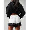 image:imageMakeMeChic Womens Satin Silk Lace Micro Shorts High Rise Knickers Half Slip Pjs BottomBlack and White
