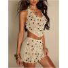 image:imageMakeMeChic Womens Sequin Crochet Swimsuit Coverup Seashell Halter Summer Beach Cover Up TopApricot