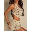 image:imageMakeMeChic Womens Sequin Crochet Swimsuit Coverup Seashell Halter Summer Beach Cover Up TopApricot