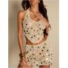image:imageMakeMeChic Womens Sequin Crochet Swimsuit Coverup Seashell Halter Summer Beach Cover Up TopApricot