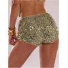 image:imageMakeMeChic Womens Sequin Shorts Y2K Glitter Low Rise Micro Mini Shorts Sparkly Concert OutfitGold
