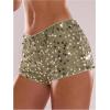 image:imageMakeMeChic Womens Sequin Shorts Y2K Glitter Low Rise Micro Mini Shorts Sparkly Concert OutfitGold