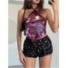 image:imageMakeMeChic Womens Sequin Sparkly Micro Shorts Glitter Low Waist Rave Party Booty ShortsBlack