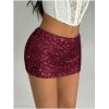 image:imageMakeMeChic Womens Sequin Sparkly Shorts Mini Micro Glitter Y2k Party Low Rise SkortRed