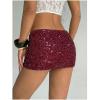 image:imageMakeMeChic Womens Sequin Sparkly Shorts Mini Micro Glitter Y2k Party Low Rise SkortRed