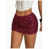 image:imageMakeMeChic Womens Sequin Sparkly Shorts Mini Micro Glitter Y2k Party Low Rise SkortRed