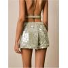 image:imageMakeMeChic Womens Sequin Wide Leg Shorts Sparkly Elastic Waist Summer ShortsGreen