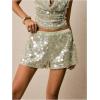 image:imageMakeMeChic Womens Sequin Wide Leg Shorts Sparkly Elastic Waist Summer ShortsGreen