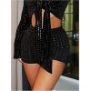 image:imageMakeMeChic Womens Sparkly Rhinestone Mini Shorts Elastic High Waisted Party Y2K ShortsBlack