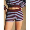 image:imageMakeMeChic Womens Striped Elastic Waist Mini Shorts Low Rise Straight Leg Y2K Micro ShortsMulticolor