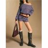 image:imageMakeMeChic Womens Striped Elastic Waist Mini Shorts Low Rise Straight Leg Y2K Micro ShortsMulticolor