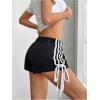 image:imageMakeMeChic Womens Striped Elastic Waist Shorts Bow Side Straight Leg Track ShortsBlack