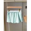 image:imageMakeMeChic Womens Striped Elastic Waist Shorts Button Front Summer ShortsMint Blue