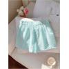 image:imageMakeMeChic Womens Striped Elastic Waist Shorts Button Front Summer ShortsMint Blue