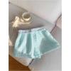 image:imageMakeMeChic Womens Striped Elastic Waist Shorts Button Front Summer ShortsMint Blue