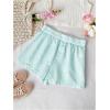 image:imageMakeMeChic Womens Striped Elastic Waist Shorts Button Front Summer ShortsMint Blue