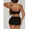image:imageMakeMeChic Womens Striped Micro Mini Shorts Y2K Low Waisted Straight Leg Micro ShortsBlack