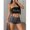 image:imageMakeMeChic Womens Striped Mini Micro Shorts Low Waist Skinny Y2k Party Hot PantsDark Grey