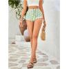 image:imageMakeMeChic Womens Striped Mini Shorts Drawstring Waist Wide Leg Summer ShortsWhite and Green