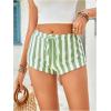 image:imageMakeMeChic Womens Striped Mini Shorts Drawstring Waist Wide Leg Summer ShortsWhite and Green