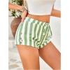 image:imageMakeMeChic Womens Striped Mini Shorts Drawstring Waist Wide Leg Summer ShortsWhite and Green