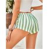 image:imageMakeMeChic Womens Striped Mini Shorts Drawstring Waist Wide Leg Summer ShortsWhite and Green