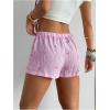 image:imageMakeMeChic Womens Striped Shorts Bow Elastic Waist Tie Front Drawstring Y2k Lounge ShortsPink