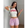 image:imageMakeMeChic Womens Striped Shorts Bow Elastic Waist Tie Front Drawstring Y2k Lounge ShortsPink