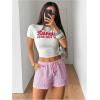 image:imageMakeMeChic Womens Striped Shorts Bow Elastic Waist Tie Front Drawstring Y2k Lounge ShortsPink